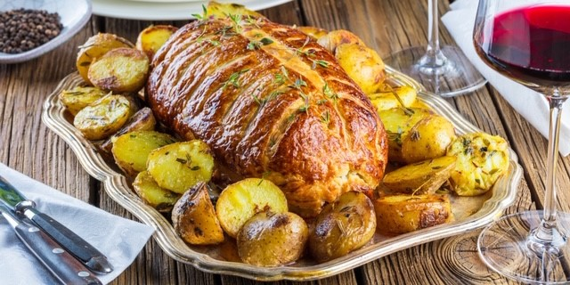 Beef Wellington with Baby Roast Potatoes