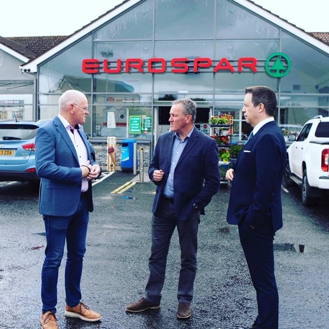 Terry, Conor Murphy, Glyn Roberts Terry Mulkerns with Finance Minister Conor Murphy, and Glyn Roberts Retail NI