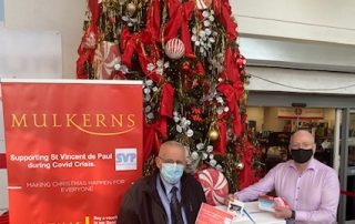 Terry Mulkerns (Mulkerns SPAR & Eurospar)& Brian Mc Evoy (SVP) launch Christmas Appeal